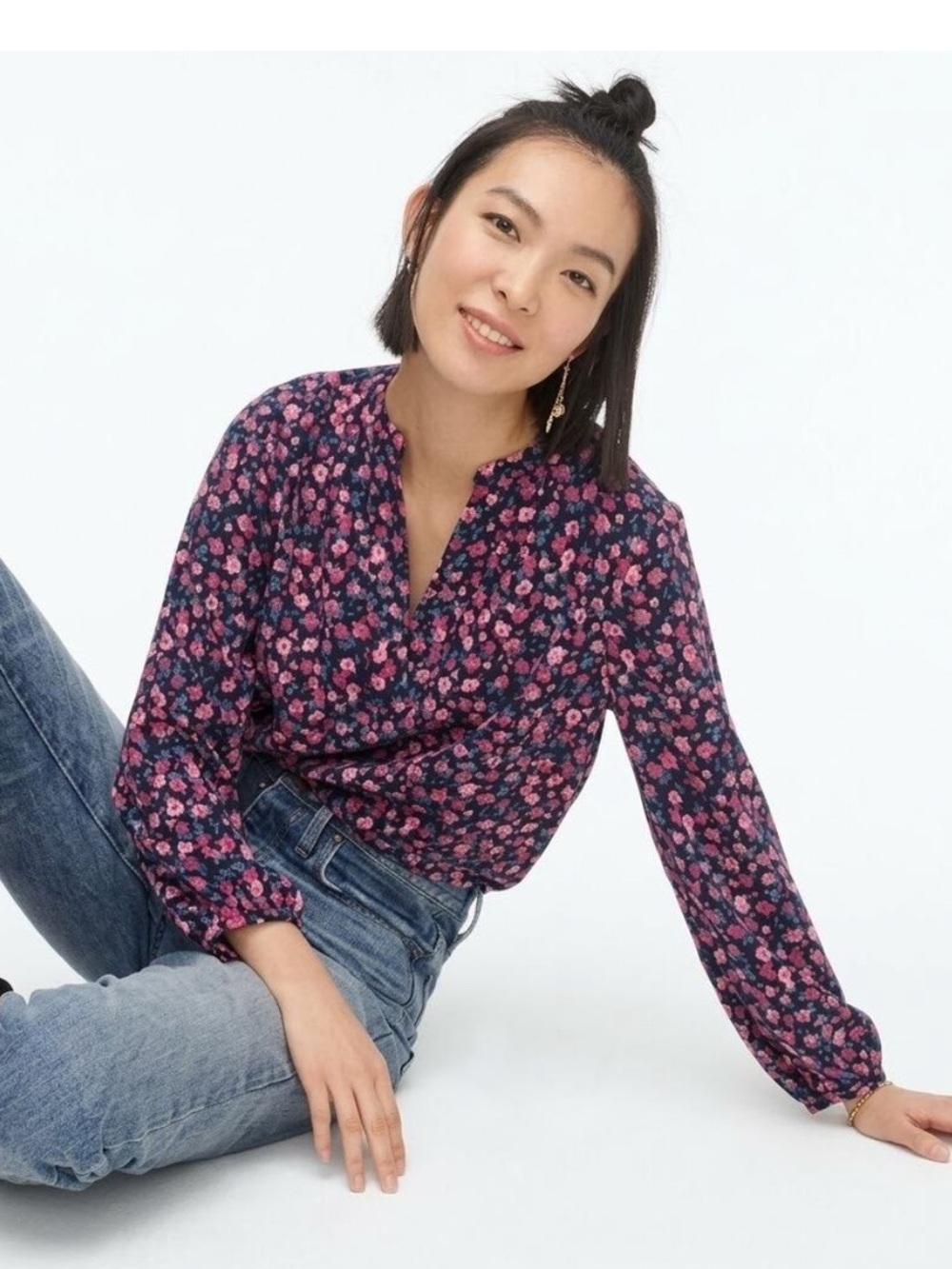 J. Crew floral blouse in heavy crepe, sz M